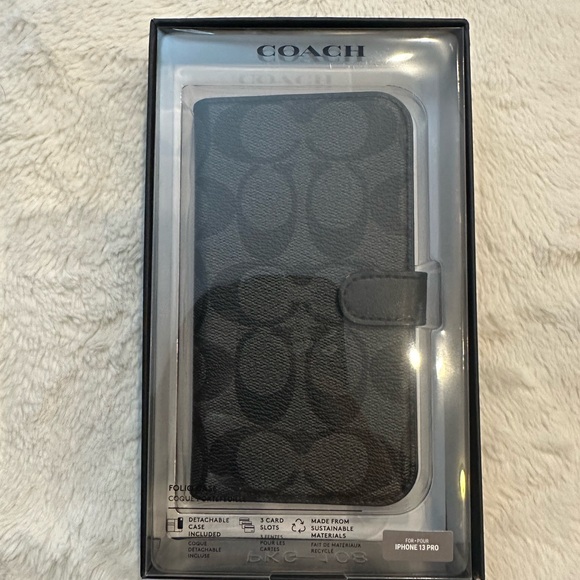 Coach Black Phone wallet case for IPhone 13 Pro